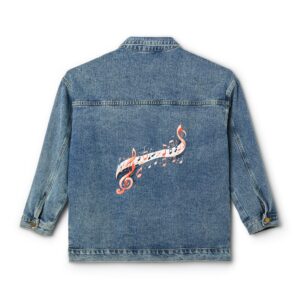 Women's Denim Jacket with a colorful music notes design on the back