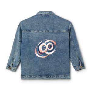 Women's Denim Jacket with a colorful infinity symbol design on the back