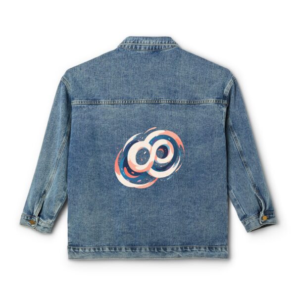 Women's Denim Jacket with a colorful infinity symbol design on the back