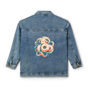 Women's Denim Jacket with a colorful triskelion design on the back