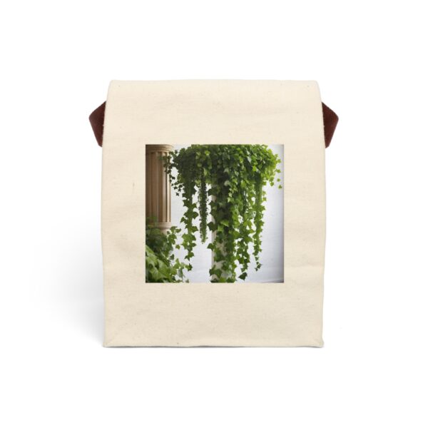 Canvas lunch bag with strap featuring a cascading ivy plant design