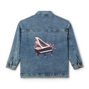 Women's Denim Jacket with a colorful piano design on the back