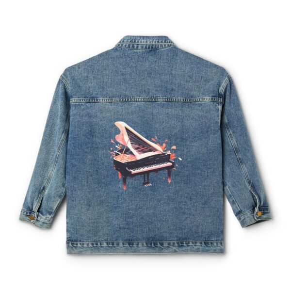 Women's Denim Jacket with a colorful piano design on the back