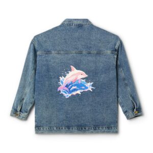 Denim jacket with a dolphin design on the back