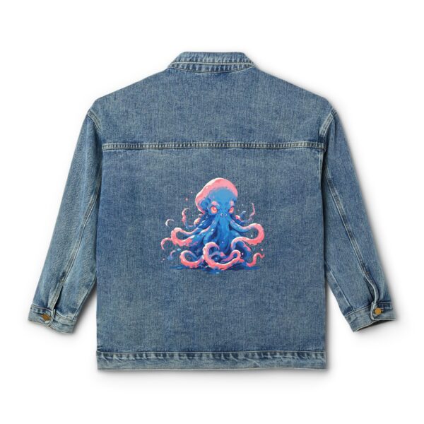 Women's Denim Jacket with a colorful kraken design on the back