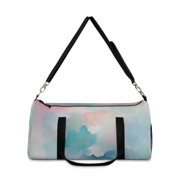 Duffel bag with watercolor pastel blended colors and adjustable shoulder strap