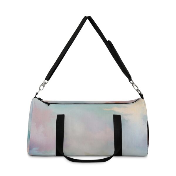 Duffel bag with soft pastel blended colors and adjustable shoulder strap