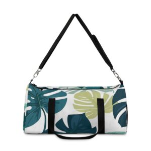 Duffel bag with minimalist Monstera leaf design and detachable shoulder strap