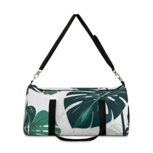 Duffel bag with Monstera leaf design and detachable shoulder strap