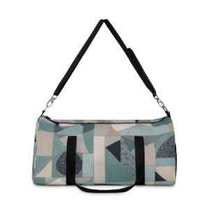 Duffel bag with abstract geometric shapes pattern and adjustable shoulder strap