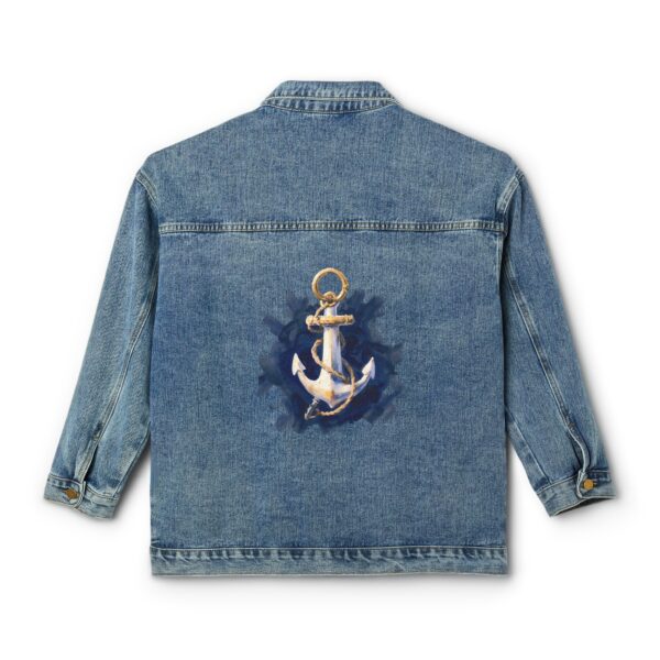 Denim jacket with an anchor design on the back