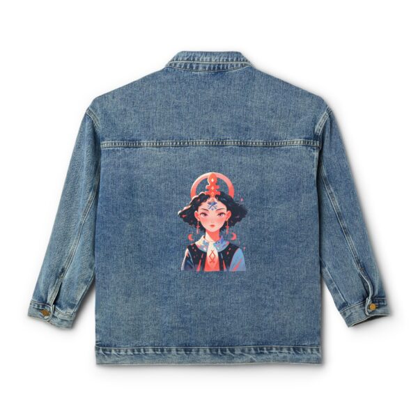 Women's Denim Jacket with a colorful Ankh design on the back