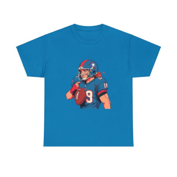 Unisex heavy cotton tee featuring an American football player holding a football in full gear