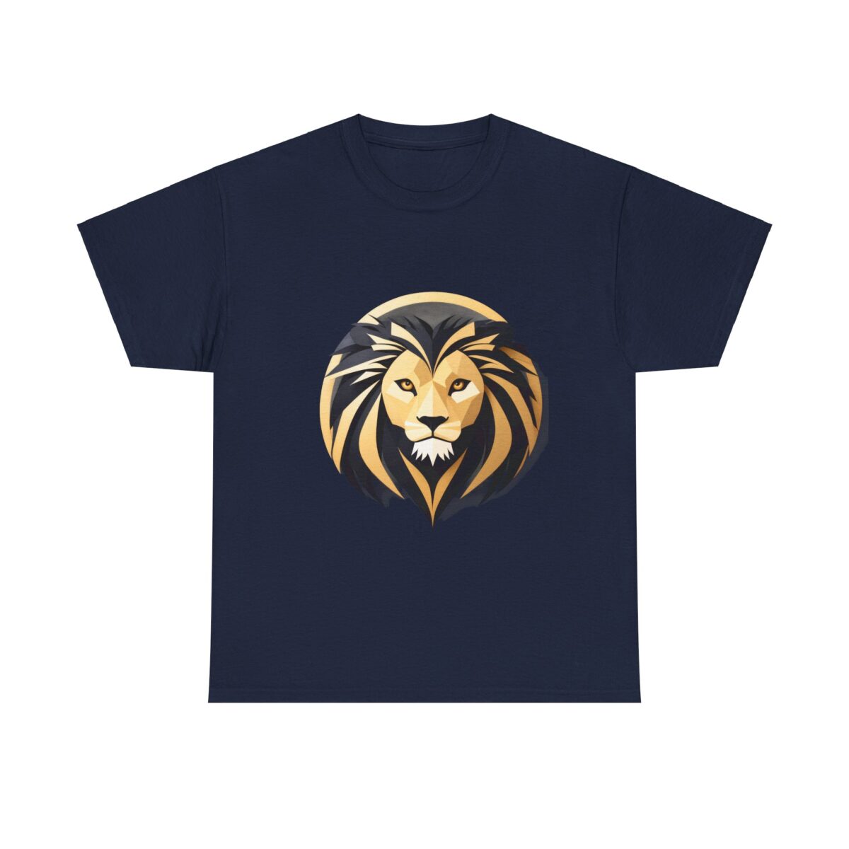 Bold lion design on a navy 3XL t-shirt.