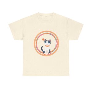 Cat T Shirt with a playful and stylish feline design in a circular pattern