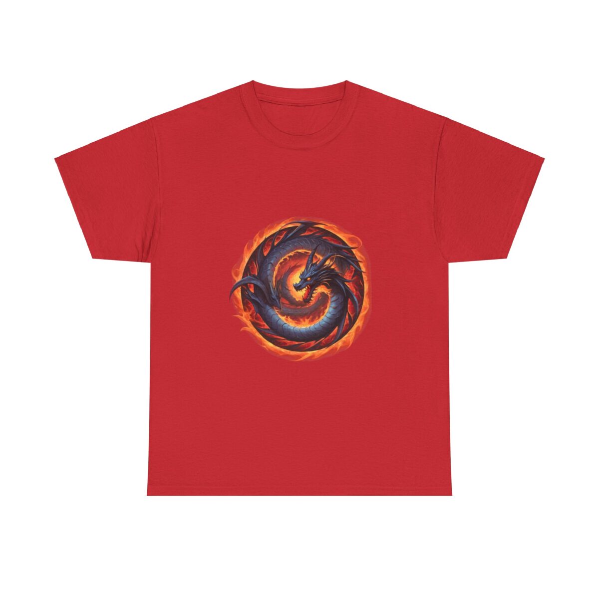 Dragon T Shirt with fiery dragon graphic design.