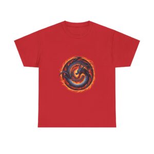 Dragon T Shirt with fiery dragon graphic design.