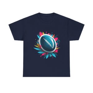 Rugby T Shirt Women's vibrant floral rugby ball design.