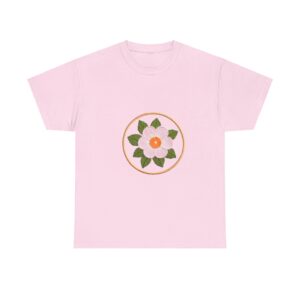 Printed T-Shirt with Floral Design Resembling Embroidery