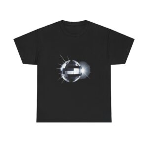 Retro-inspired black Disco T-Shirt with reflective disco ball design.