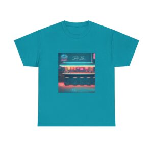 Dive Bar T Shirts featuring a neon-lit bar design in vibrant colors.