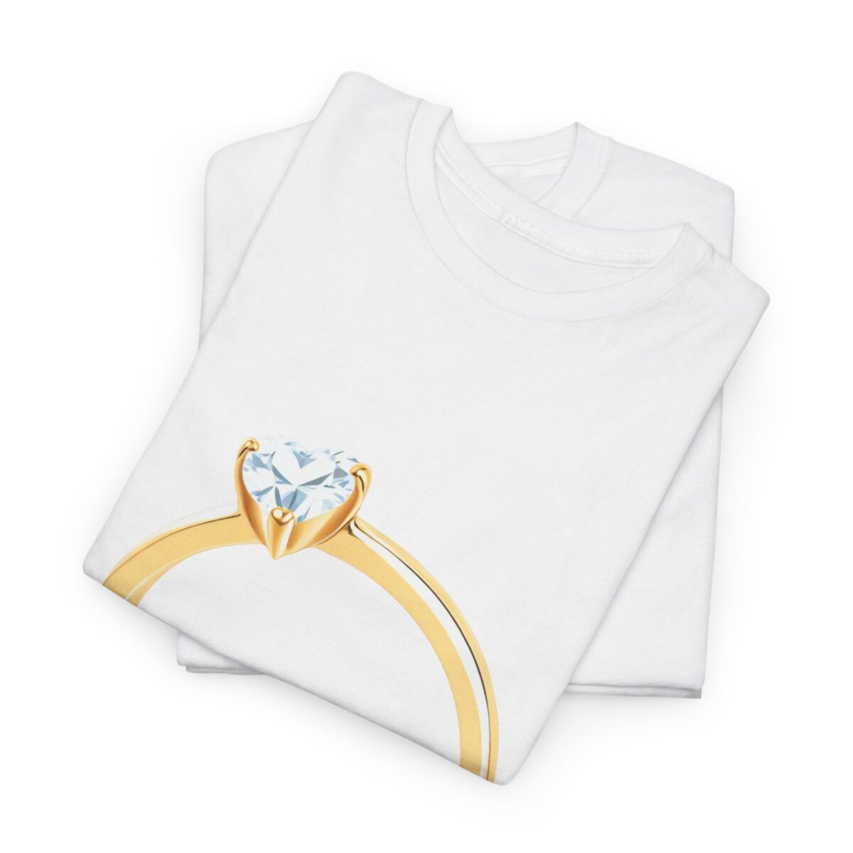 Folded Bride T-Shirts featuring a gold engagement ring design.