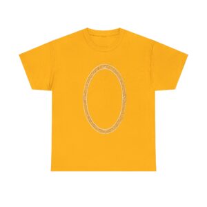 Gold T Shirt with sleek oval centerpiece design