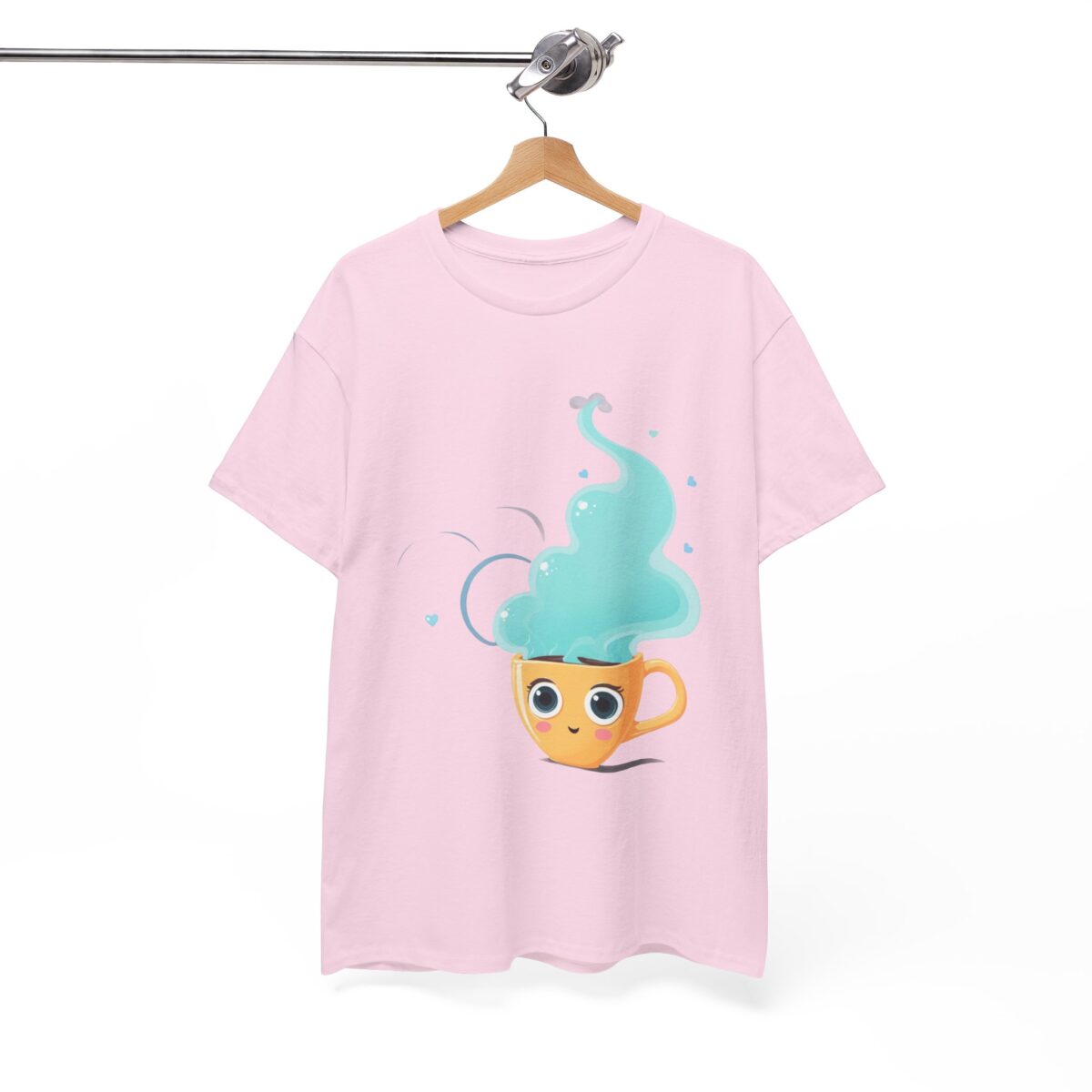 Funny T Shirts Women Women's Clothing - Pink Tee with Coffee Cup Graphic on Hanger