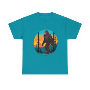 Bigfoot T Shirts featuring vibrant forest sunset design