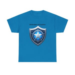 Law enforcement t-shirt with "Defenders of Justice" shield design