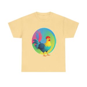 Chicken T Shirt with a vibrant rooster graphic, perfect for casual wear.