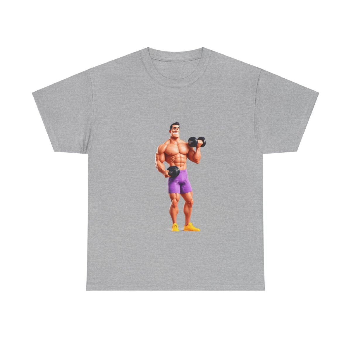 Funny Gym T Shirts​ with a bold design of a muscular figure lifting weights in style