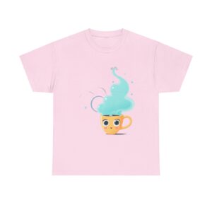 Funny T Shirts Women Women's Clothing - Pink Tee with Smiling Coffee Cup Design