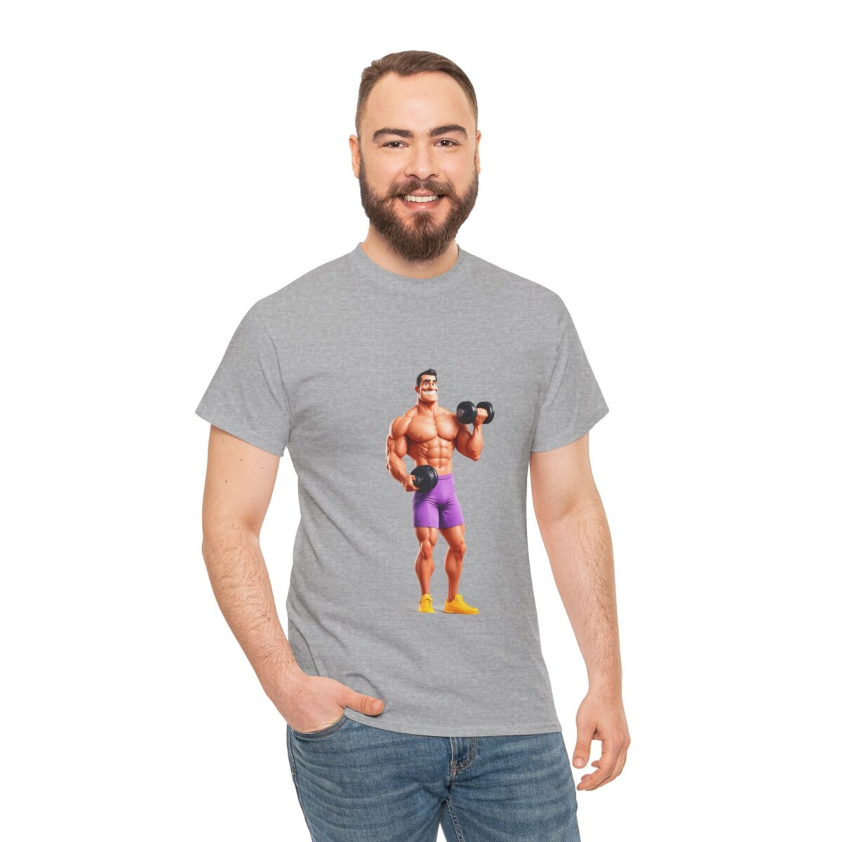 Funny Gym T Shirts​ modeled by a man, showcasing the bold and humorous fitness design.