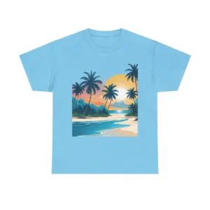 T Shirt with tropical beach print