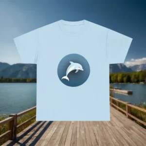 Light blue dolphin t-shirt flat display