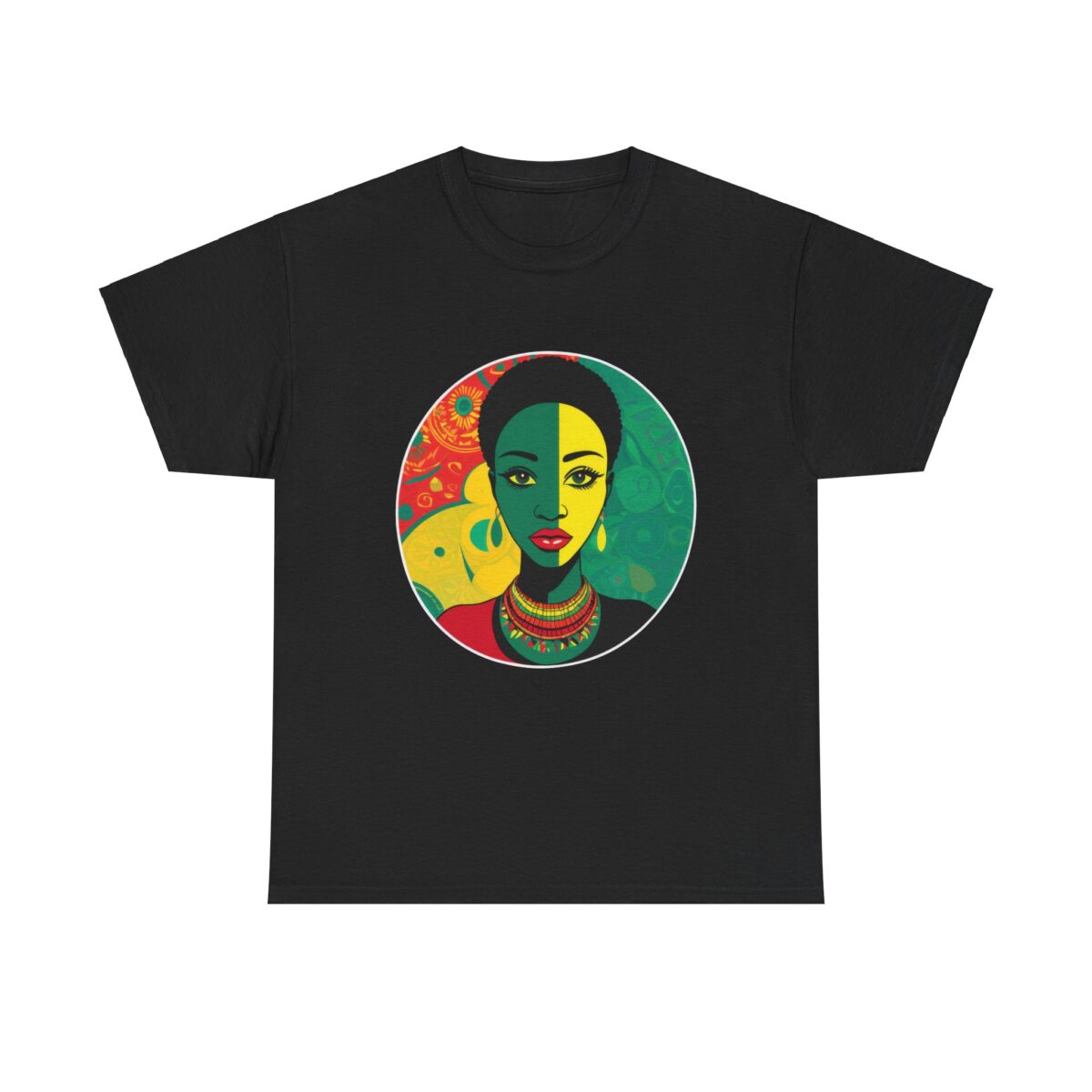 Black History Month t-shirt with vibrant, heritage-inspired artwork.