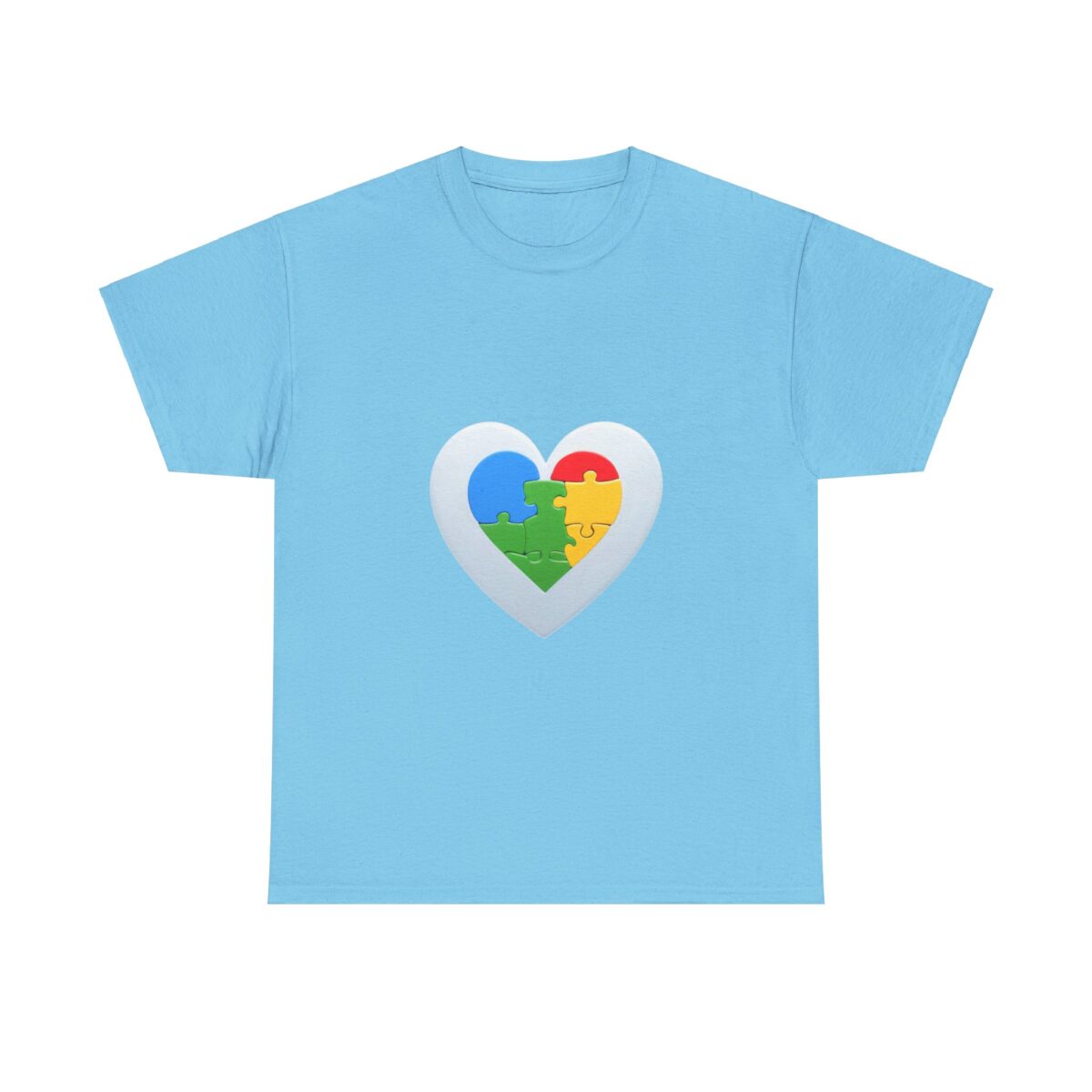 Autism T-Shirt with heart-shaped puzzle design