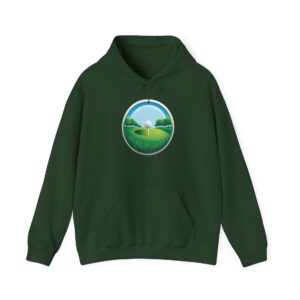 Golf hoodie with a circular golf course design