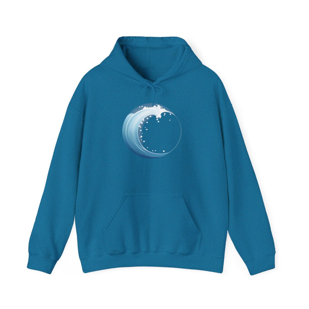 Blue and white hoodie with wave design