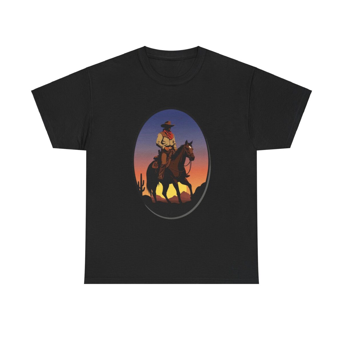 Cowboy t-shirts with sunset and cowboy design