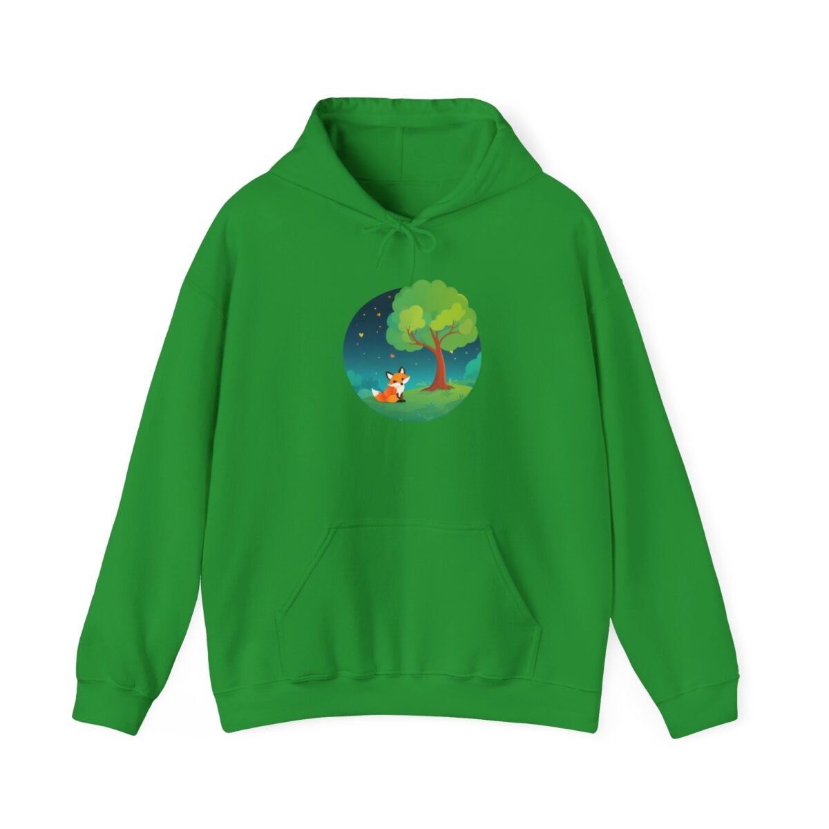 Youth hoodies with a tree and fox design, perfect for comfort and style.