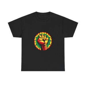 Bold Juneteenth T-shirt with a raised fist graphic, symbolizing freedom and unity.