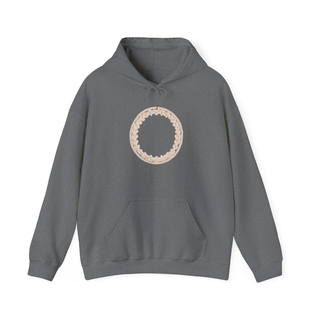 Knit hoodie with printed circular design