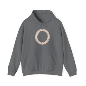 Knit hoodie with printed circular design