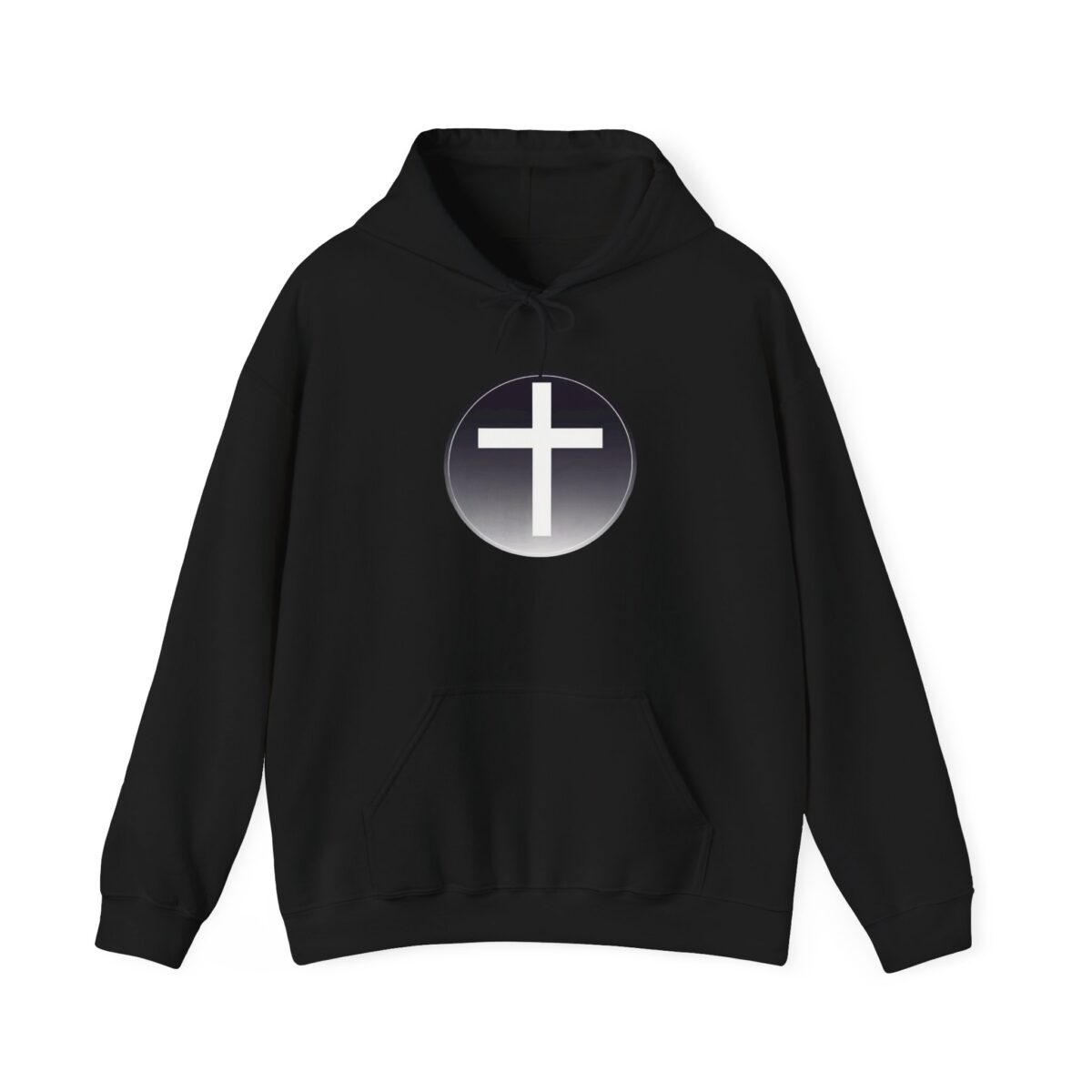 Cross hoodie with faith-inspired design