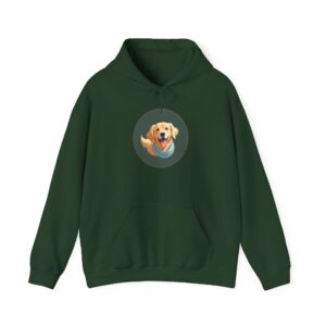 Dog hoodies featuring a green hoodie with a printed golden retriever design, showcasing a stylish and cozy option for pets.