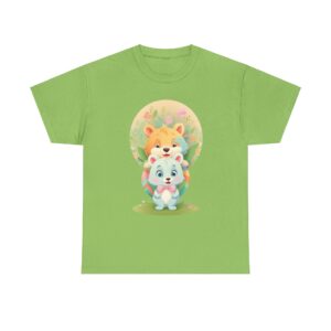 Green big sibling t-shirt with a cute animal stack design