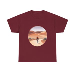 Morocco cycling T-shirt featuring a cyclist in a desert scene