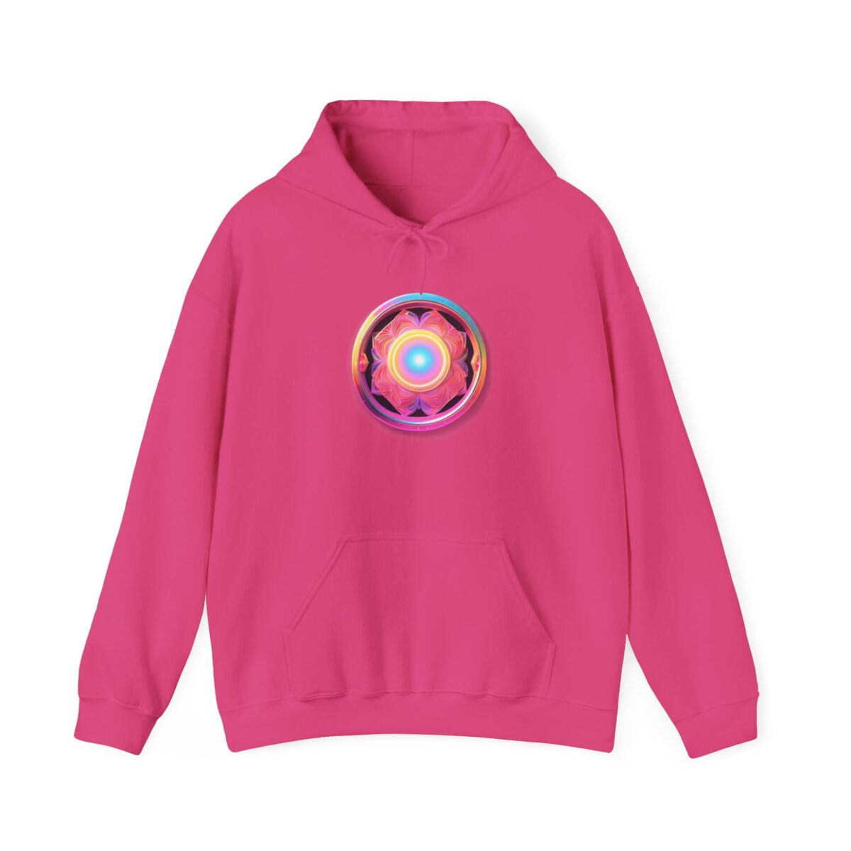Y2K hoodie featuring a bold printed design on a pink background.